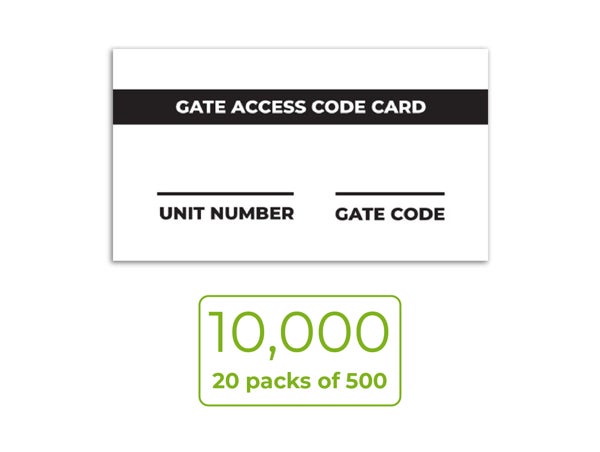 Picture of Gate Code Card - (500) 20 Pack - Total 10,000