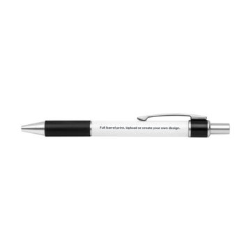 Picture of Bravo Retractable Silver Trim Ballpoint Pen - WHITE