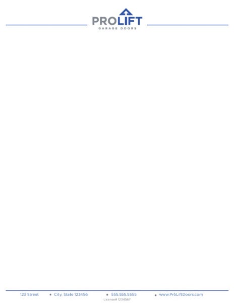 Picture of ProLift Letterhead