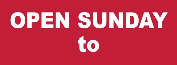 Picture of OPEN SUNDAY  to - 6x18