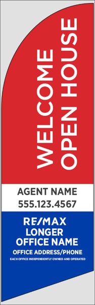 Picture of Red Welcome Open House, Customizable - 8ft x 2ft Feather Flag