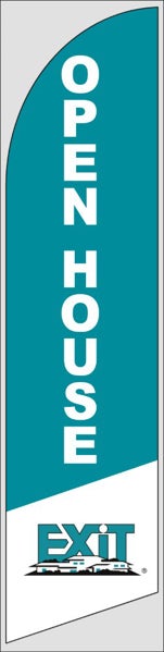 Picture of Open House W/Logo (Teal) - 12ft x 2.5ft Feather Flag - DEPRECATED