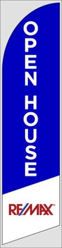 Picture of Open House W/Logo (Blue) - 12ft x 2.5ft Feather Flag