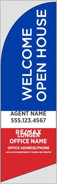 Picture of Blue Welcome Open House, Customizable - 8ft x 2ft Feather Flag - DEPRECATED
