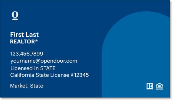 Picture of Opendoor Brokerage Business Card - Licensed in Multiple States (California)