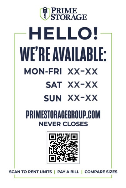 Picture of Hours - Design 1 White - Static Cling  18"x12