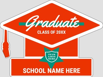 Picture of Graduation Cap Text Shaped  17" x 22" Yard Sign