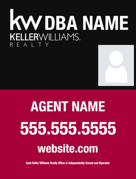 Picture of Keller Williams Agent For Sale Sign (Photo, Agent, Phone, URL) - 24" x 18"