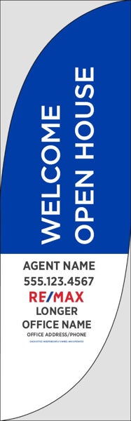 Picture of Blue Welcome Open House, Customizable - 7.5' Feather Flag