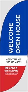 Picture of Blue Welcome Open House, Customizable - 7.5' Feather Flag