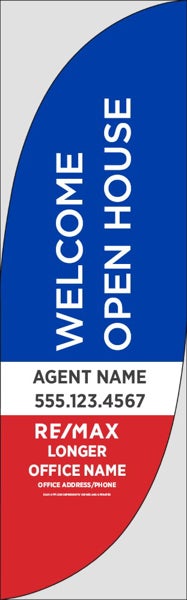 Picture of Blue Welcome Open House, Customizable - 7.5' Feather Flag