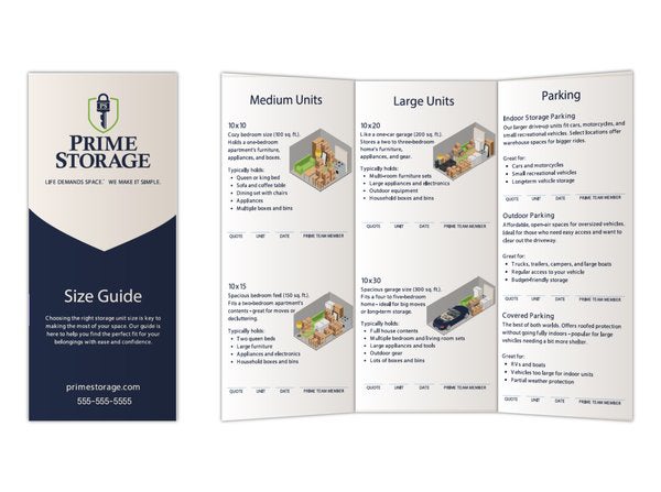 Picture of Size Guide - Tri-fold Brochure