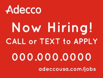 Picture of Now Hiring Call or Text - 18"H x 24"W Corrugated Plastic Sign
