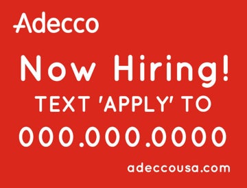 Picture of Now Hiring Text - 18"H x 24"W Corrugated Plastic Sign