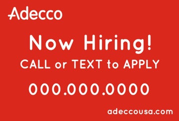 Picture of Now Hiring Call or Text - 24"H x 36"W Corrugated Plastic Sign