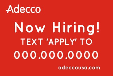 Picture of Now Hiring Text - 24"H x 36"W Corrugated Plastic Sign