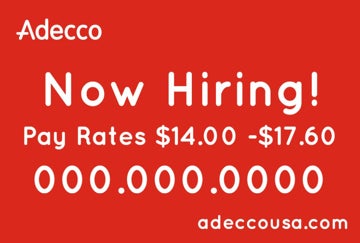 Picture of Now Hiring Rate and Phone 2 - 24"H x 36"W Corrugated Plastic Sign