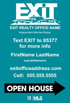 Picture of Open House Agent Info Teal - 36"x24"
