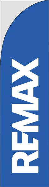 Picture of White Logo on Blue Straight Flag - 13 ft