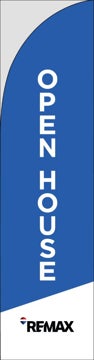 Picture of Blue Open House Top - White Bottom Black Logo - 13 ft Straight Flag