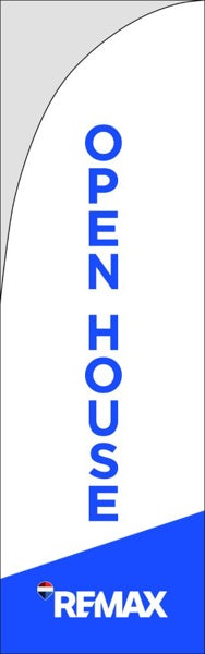 Picture of White Open House Top - Blue Bottom White Logo - 7.5 ft Straight Flag