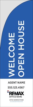 Picture of Blue Welcome Open House Top - White Bottom Agent Office Name - 7.5 ft Straight Flag