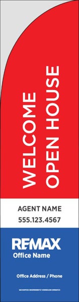 Picture of Red White Blue Open House Agent Office Info - 13 ft Straight Flag
