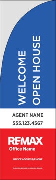 Picture of Blue White Red Open House Agent Office Info - 10 ft Straight Flag