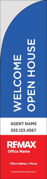Picture of Blue White Red Open House Agent Office Info - 13 ft Straight Flag