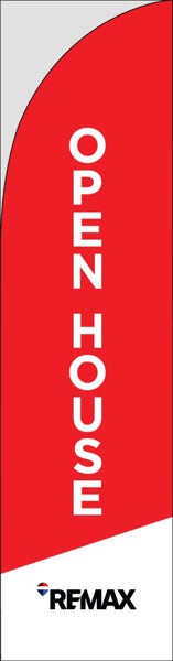 Picture of Red Open House Top - Dark Logo - 13 ft Straight Flag