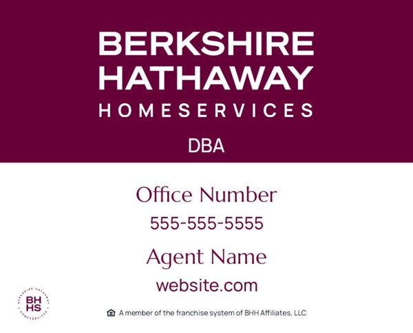 Picture of DBA, Office Number, Agent Name, and Website - White Background - 24" x 30"