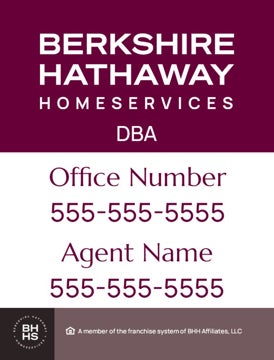Picture of DBA, Office Number, and Agent Name - White Background - 24" x 18"
