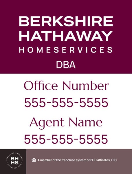 Picture of DBA, Office Number, and Agent Name - White Background - 24" x 18"