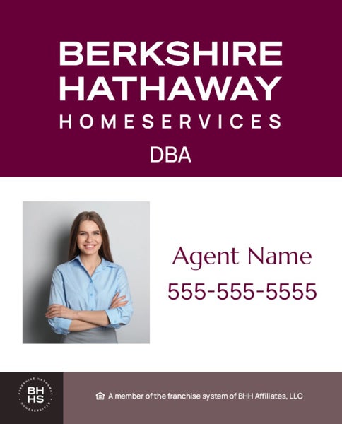 Picture of DBA, Office Number, Agent Name, Agent Phone #, and Agent Photo - White Back - 30" x 24"