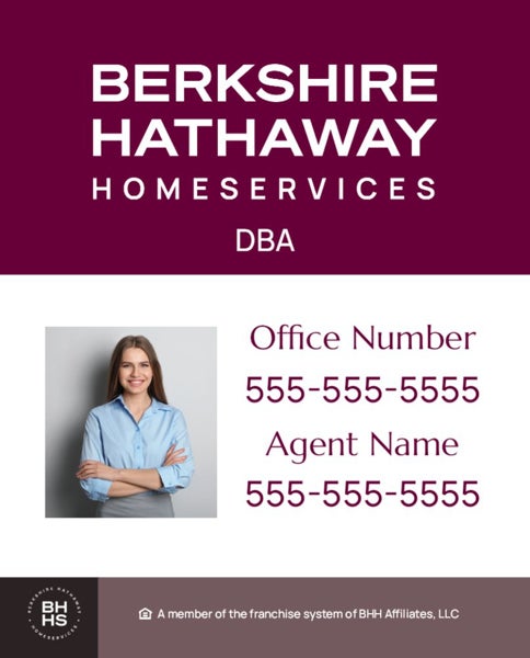 Picture of Extended DBA, Office Number, Agent Name, Agent Phone #, and Agent Photo - White Background - 30" x 24"