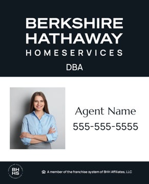 Picture of DBA, Office Number, Agent Name, and Agent Photo -  Black and White - 30" x 24"