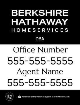 Picture of DBA, Office Number, and Agent Name -Black and White - 24" x 18"