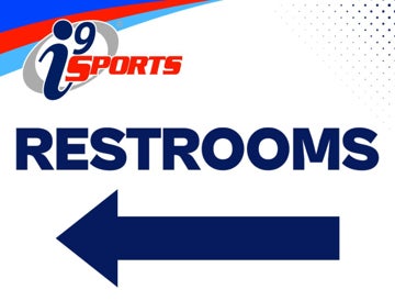 Picture of Restrooms Left Arrow Field Sign 24x18